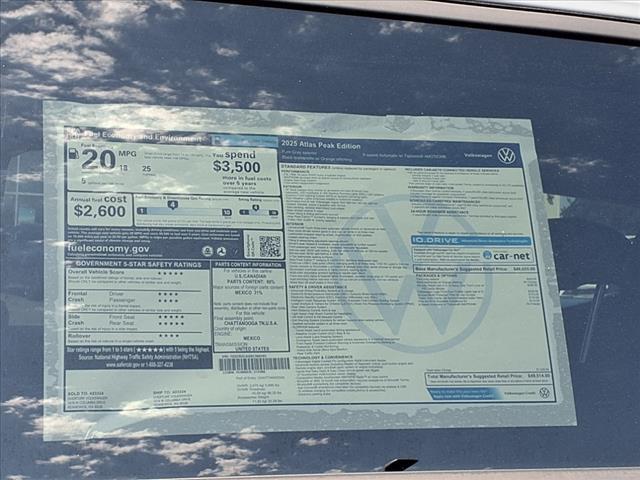 new 2025 Volkswagen Atlas car, priced at $45,014