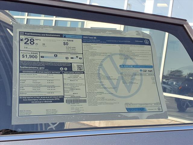 new 2025 Volkswagen Taos car, priced at $32,856