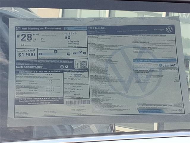 new 2025 Volkswagen Taos car, priced at $38,050