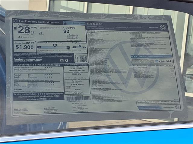 new 2025 Volkswagen Taos car, priced at $33,988