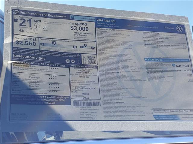 new 2024 Volkswagen Atlas car, priced at $47,981