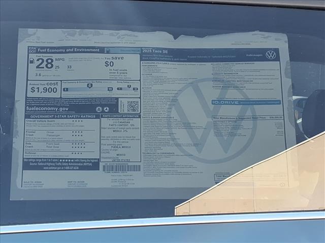 new 2025 Volkswagen Taos car, priced at $33,358