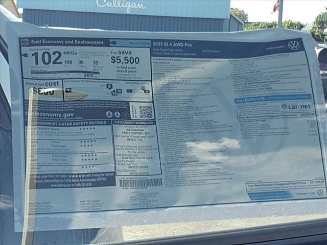new 2025 Volkswagen ID.4 car, priced at $51,076