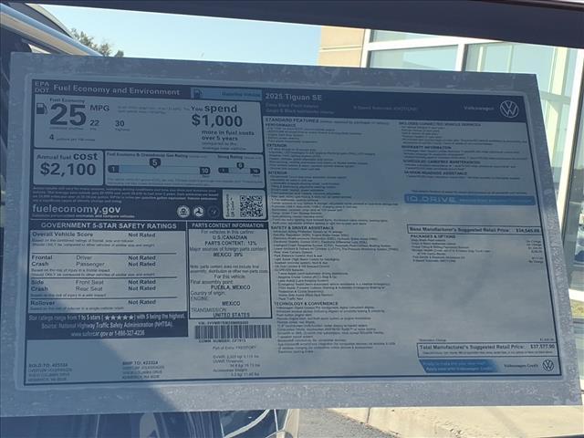 new 2025 Volkswagen Tiguan car, priced at $37,577