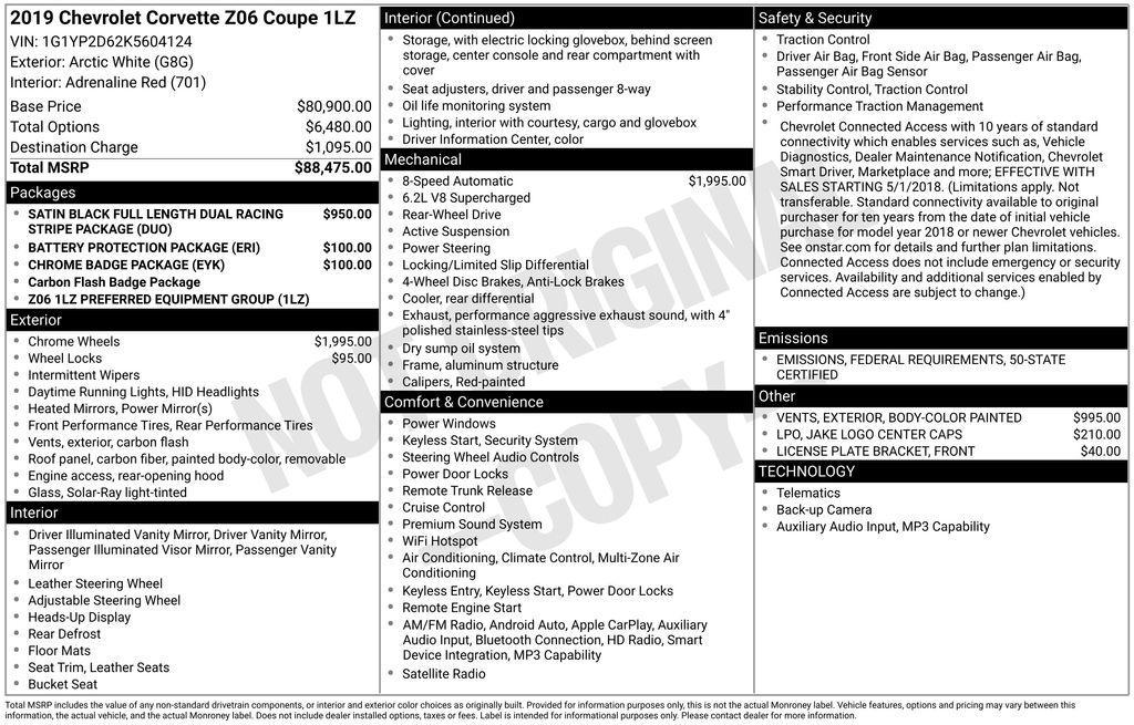 used 2019 Chevrolet Corvette car, priced at $76,946