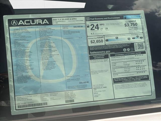 new 2025 Acura TLX car, priced at $49,646
