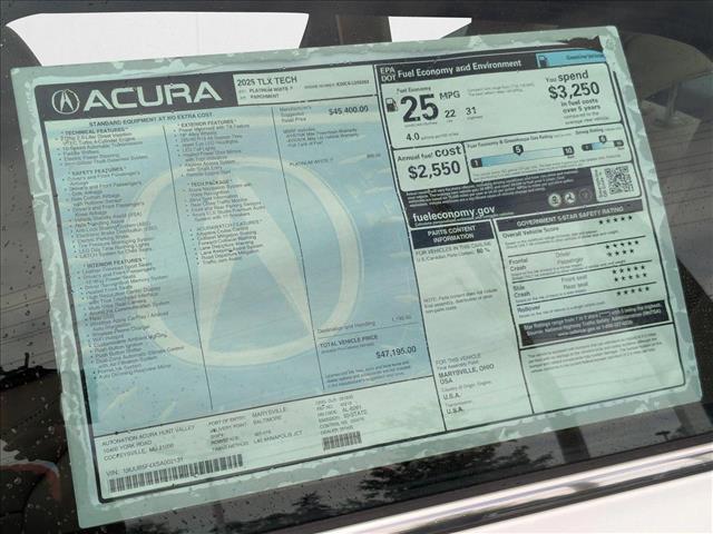 new 2025 Acura TLX car, priced at $47,195