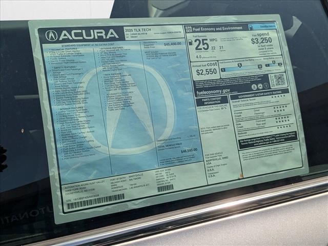 new 2025 Acura TLX car, priced at $44,416
