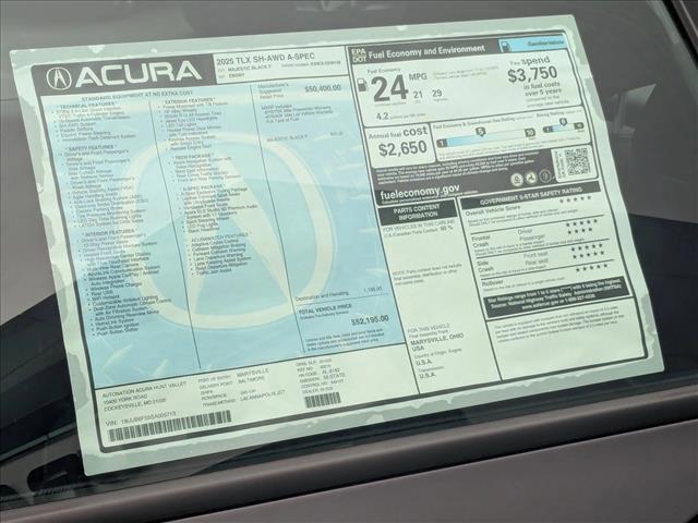 new 2025 Acura TLX car, priced at $49,646