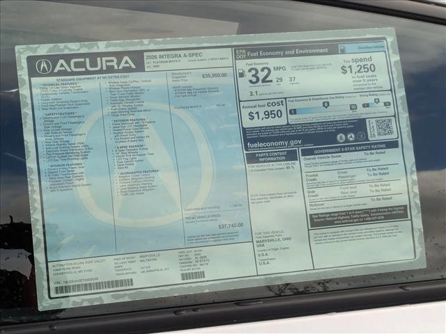 new 2026 Acura Integra car, priced at $37,745