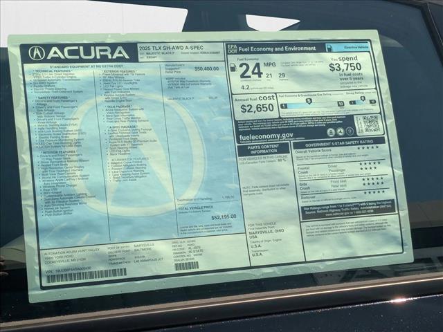 new 2025 Acura TLX car, priced at $49,646