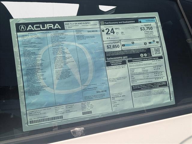 new 2025 Acura TLX car, priced at $49,646
