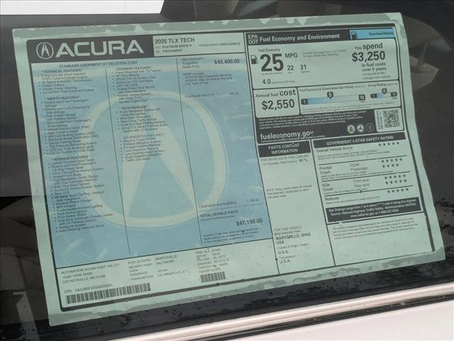 new 2025 Acura TLX car, priced at $44,987
