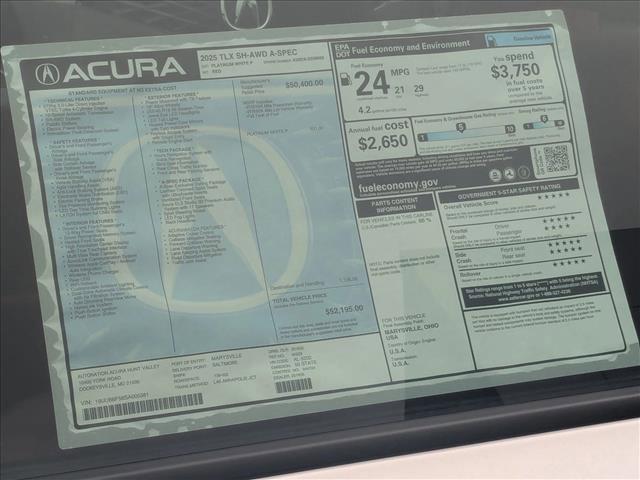 new 2025 Acura TLX car, priced at $49,646