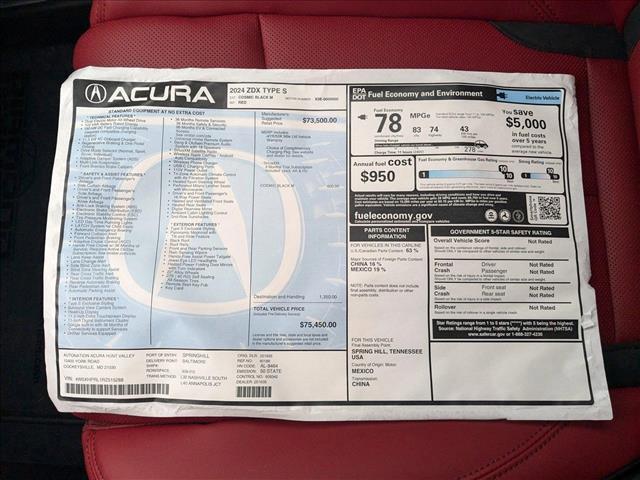 new 2024 Acura ZDX car, priced at $73,970