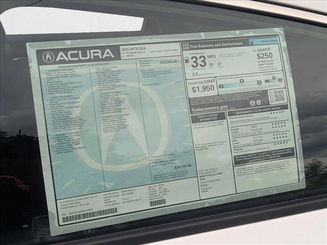 new 2025 Acura Integra car, priced at $34,795