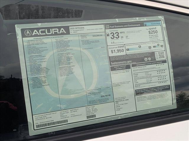 new 2025 Acura Integra car, priced at $34,795