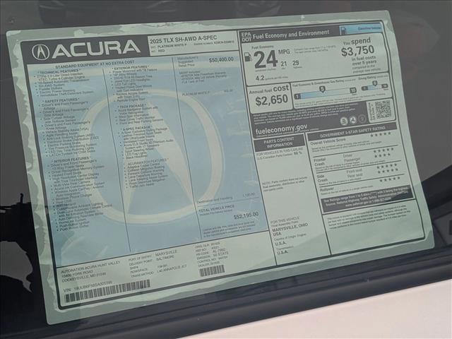 new 2025 Acura TLX car, priced at $49,646