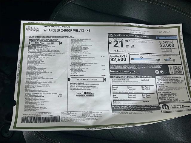 new 2025 Jeep Wrangler car, priced at $42,884