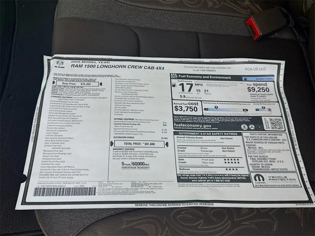new 2025 Ram 1500 car, priced at $67,580
