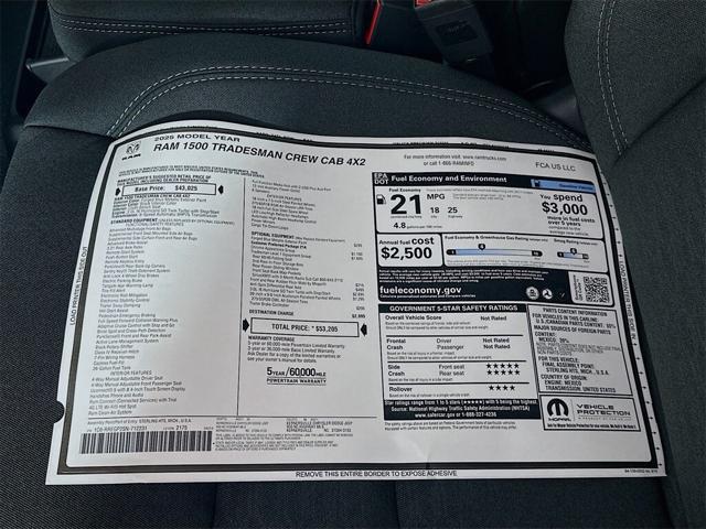new 2025 Ram 1500 car, priced at $43,723