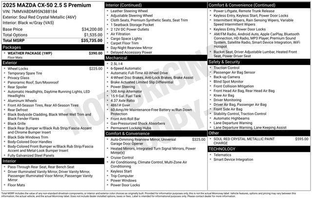 new 2025 Mazda CX-50 car, priced at $33,622