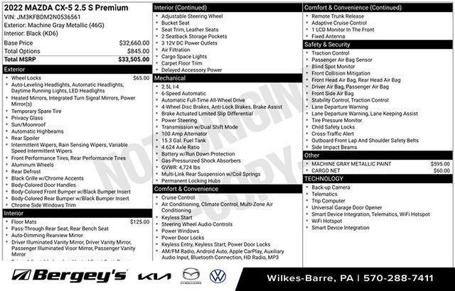 used 2022 Mazda CX-5 car, priced at $26,195