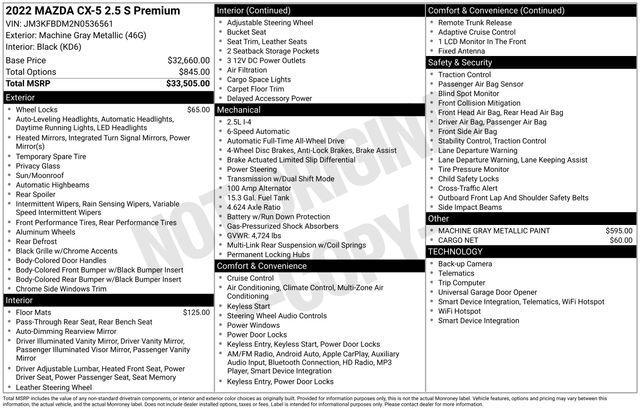 used 2022 Mazda CX-5 car, priced at $26,195