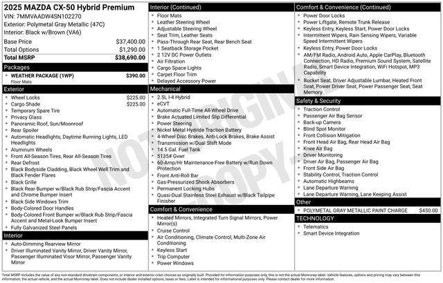 new 2025 Mazda CX-50 Hybrid car, priced at $37,958