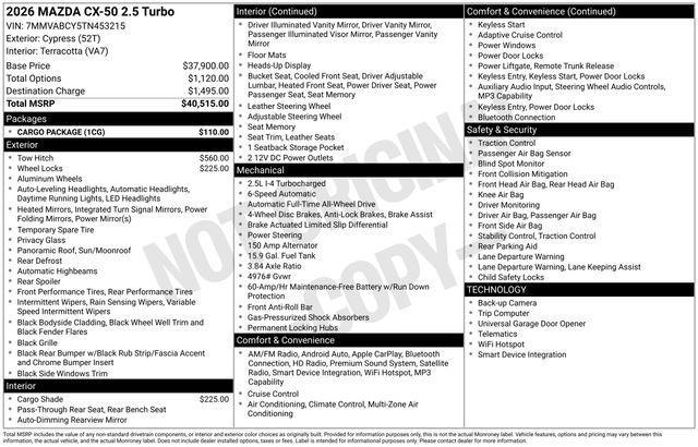 new 2026 Mazda CX-50 car, priced at $39,343