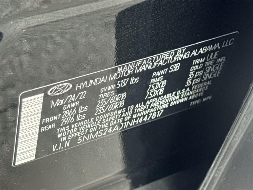 used 2022 Hyundai Santa Fe car, priced at $18,575
