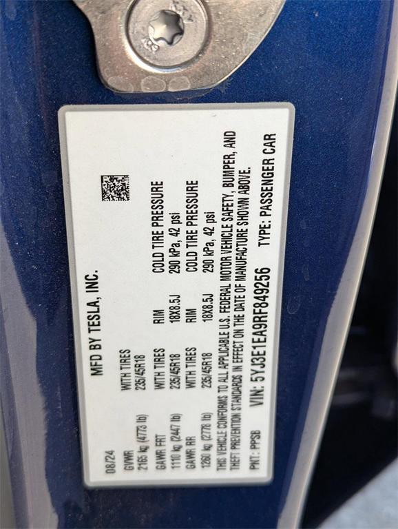 used 2024 Tesla Model 3 car, priced at $30,900