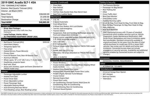 used 2019 GMC Acadia car, priced at $16,400