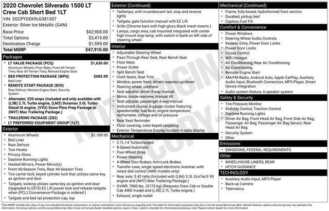 used 2020 Chevrolet Silverado 1500 car, priced at $28,797