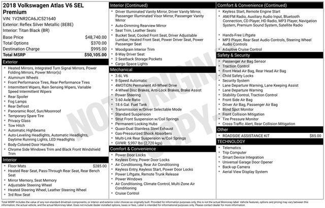 used 2018 Volkswagen Atlas car, priced at $20,338