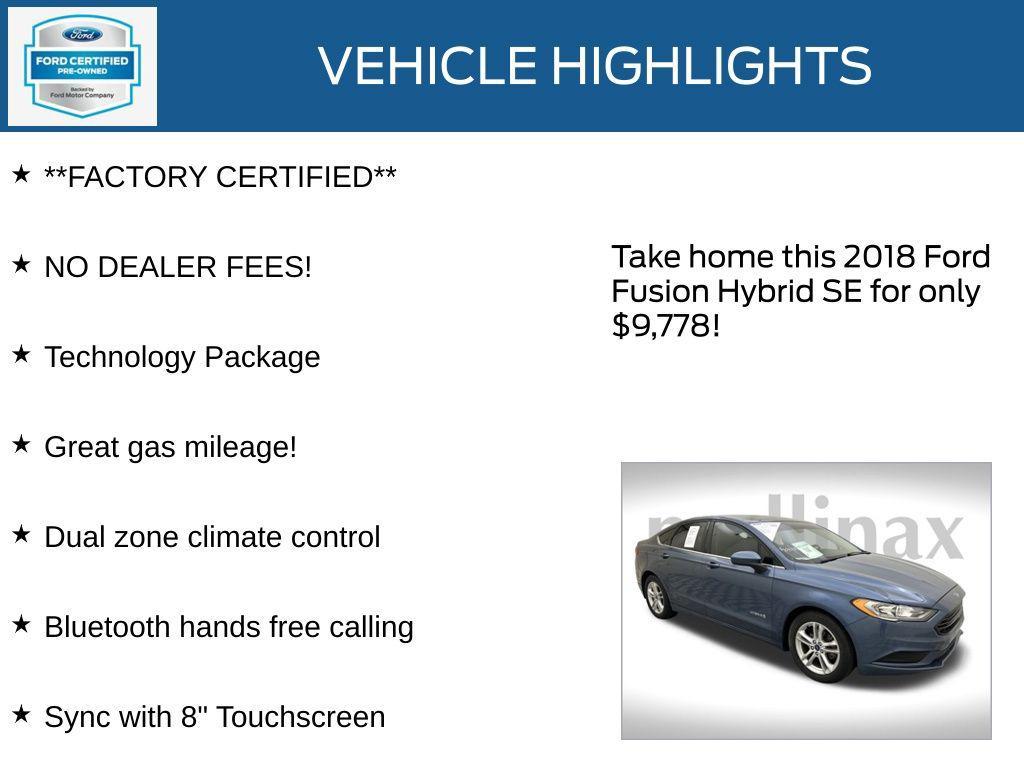 used 2018 Ford Fusion Hybrid car, priced at $9,778