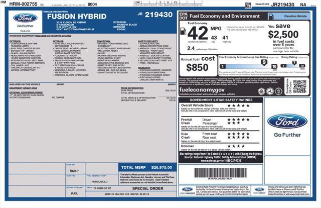 used 2018 Ford Fusion Hybrid car, priced at $9,998