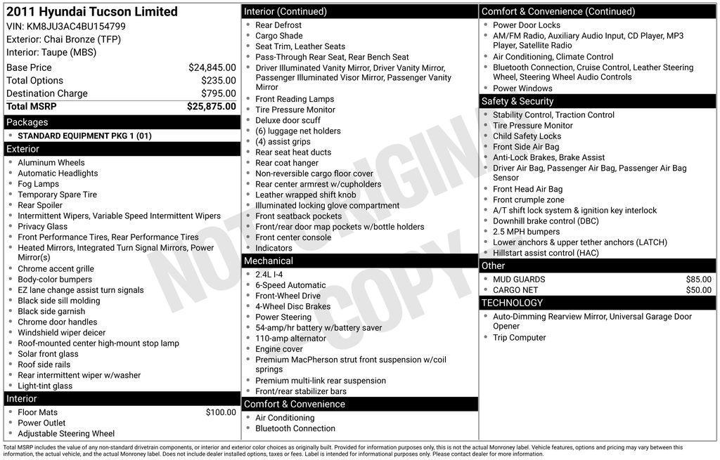 used 2011 Hyundai Tucson car, priced at $5,777