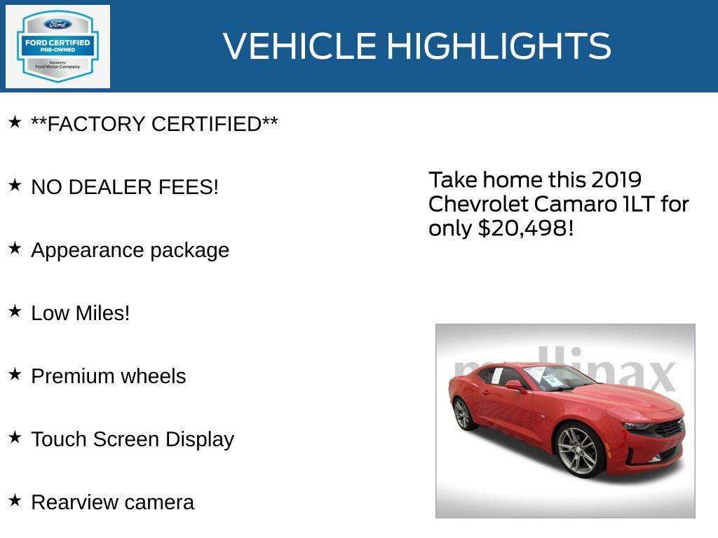 used 2019 Chevrolet Camaro car, priced at $20,498