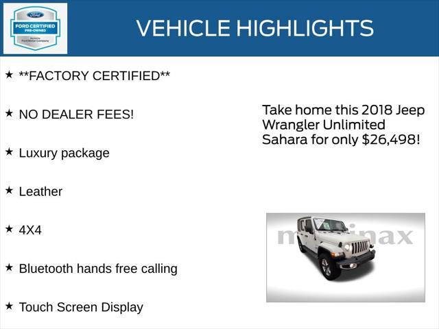 used 2018 Jeep Wrangler Unlimited car, priced at $26,498