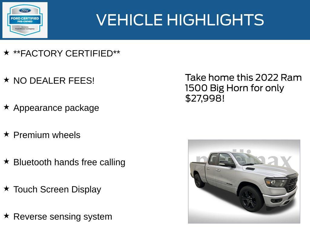 used 2022 Ram 1500 car, priced at $27,998