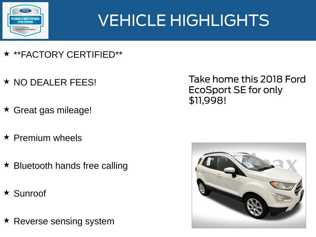 used 2018 Ford EcoSport car, priced at $11,998