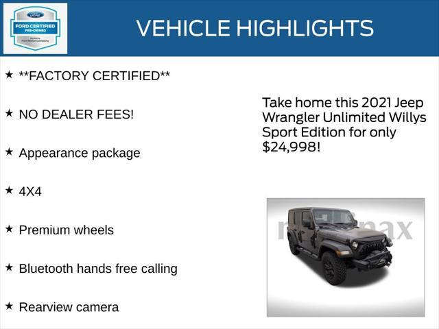 used 2021 Jeep Wrangler Unlimited car, priced at $24,998