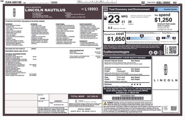 used 2019 Lincoln Nautilus car, priced at $20,660