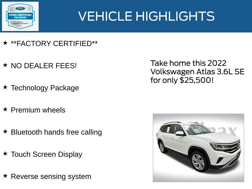 used 2022 Volkswagen Atlas car, priced at $25,500