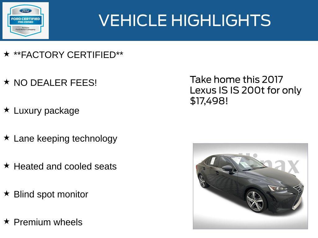 used 2017 Lexus IS 200t car, priced at $17,498