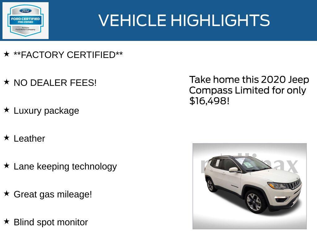 used 2020 Jeep Compass car, priced at $16,498