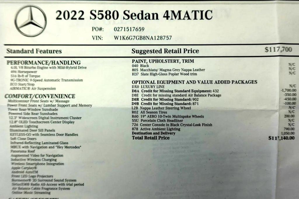 used 2022 Mercedes-Benz S-Class car, priced at $78,800