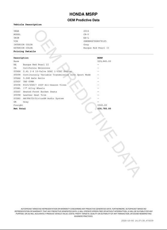 used 2016 Honda CR-V car, priced at $18,677