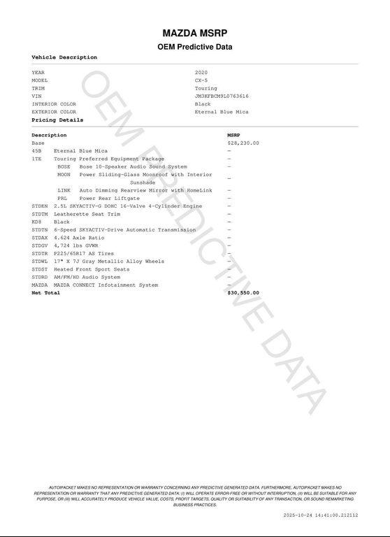 used 2020 Mazda CX-5 car, priced at $27,555